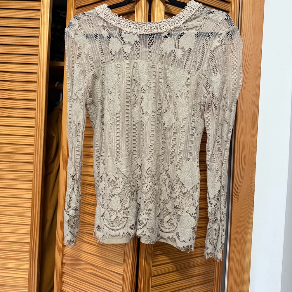 Ultra Pink beige-coloured Lace Beige Blouse